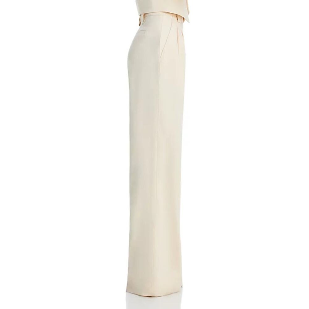 A. L.C. Tommy II Sewn-in Waistband Pleated Pants Wide-Leg Bone Size 0 NWT - Picture 2 of 12